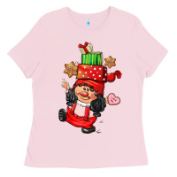 Bubblegum Pink cute christmas girl gnome Ladies Tee - CowGirlArtShop