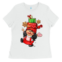 White cute christmas girl gnome Ladies Tee - CowGirlArtShop