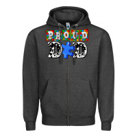 Charcoal Heather proud dad Zipper Hoodie - AdoDesignShop