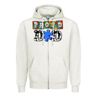 Oatmeal Heather proud dad Zipper Hoodie - AdoDesignShop