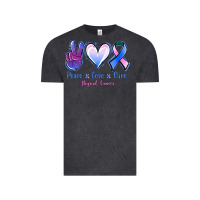 Vintage Black Peace Love Cure Thyroid Cancer Vintage Tee - Jasminsmagicworld