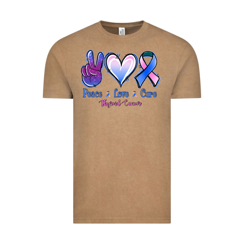 Peace Love Cure Thyroid Cancer Vintage Tee by Jasminsmagicworld | Teevron