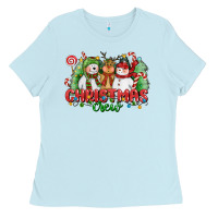 Baby Blue christmas crew polar bear reindeer and snowman Ladies Tee - CowGirlArtShop