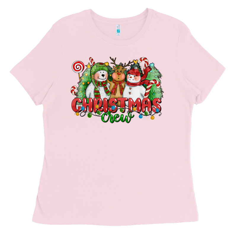Christmas Crew Polar Bear Reindeer And Snowman Ladies Tee by CowGirlArtShop | Teevron