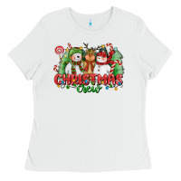 White christmas crew polar bear reindeer and snowman Ladies Tee - CowGirlArtShop