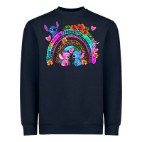 Navy stitch and lilo rainbow Heavyweight Sweatshirt - AdoDesignShop