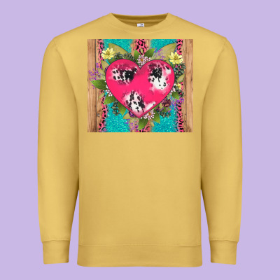 V.d Cow And Heart Premium Sweatshirt Designed By Adodesignshop