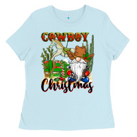 Baby Blue cowboy christmas gnome Ladies Tee - CowGirlArtShop