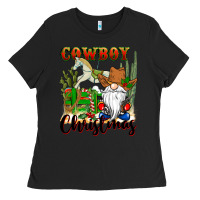 Black cowboy christmas gnome Ladies Tee - CowGirlArtShop