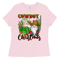 Bubblegum Pink cowboy christmas gnome Ladies Tee - CowGirlArtShop