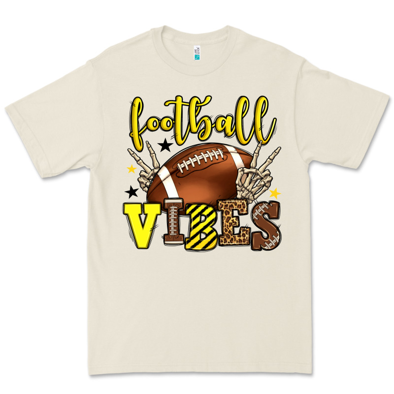 Football Vibes Yellow And Black Team Color Premium Tee by HowdyJamesFarm | Teevron