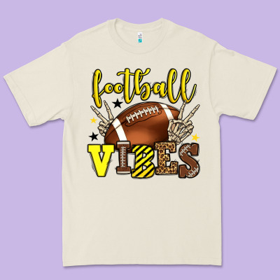 Football Vibes Yellow And Black Team Color Premium Tee Designed By Howdyjamesfarm