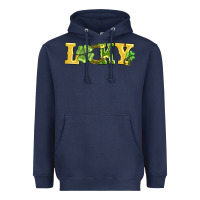 Navy lucky horseshoe and four leaf clover Heavyweight Hoodie - AdoDesignShop