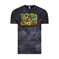Cloud Black cowhide leopard turquoise sunflowers pattern olivia Vintage Tee - OliviaCreatesArt