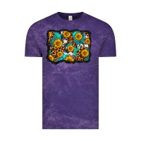Cloud Purple cowhide leopard turquoise sunflowers pattern olivia Vintage Tee - OliviaCreatesArt