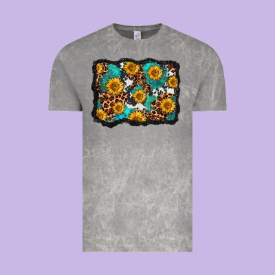 Cowhide Leopard Turquoise Sunflowers Pattern Olivia Vintage Tee Designed By Oliviacreatesart