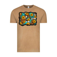 Vintage Camel cowhide leopard turquoise sunflowers pattern olivia Vintage Tee - OliviaCreatesArt