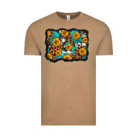 Vintage Coffee cowhide leopard turquoise sunflowers pattern olivia Vintage Tee - OliviaCreatesArt