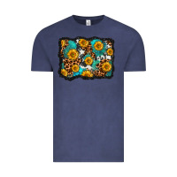 Vintage Denim cowhide leopard turquoise sunflowers pattern olivia Vintage Tee - OliviaCreatesArt