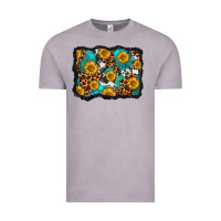Vintage Zinc cowhide leopard turquoise sunflowers pattern olivia Vintage Tee - OliviaCreatesArt