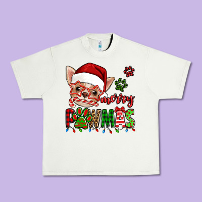 Merry Pawmas Christmas Chihuahua Urban Heavy Tee Designed By Jasminsmagicworld
