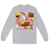 Moon Dust Easter Bunny With Hamper Seamless Pattern Long Sleeve Tee - BundleAndBundleShop