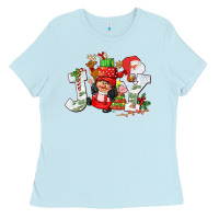 Baby Blue christmas joy girl gnome Ladies Tee - CowGirlArtShop