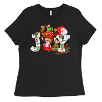 Black christmas joy girl gnome Ladies Tee - CowGirlArtShop