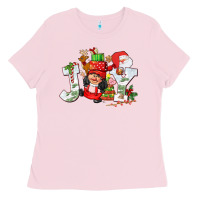 Bubblegum Pink christmas joy girl gnome Ladies Tee - CowGirlArtShop