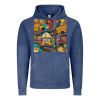 Vintage Denim school bus coffee and star with leopard seamless pattern bbs Vintage Hoodie - BundleAndBundleShop