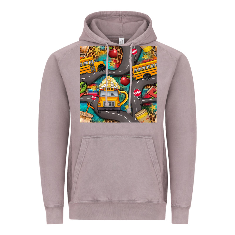 School Bus Coffee And Star With Leopard Seamless Pattern Bbs Vintage Hoodie by BundleAndBundleShop | Teevron