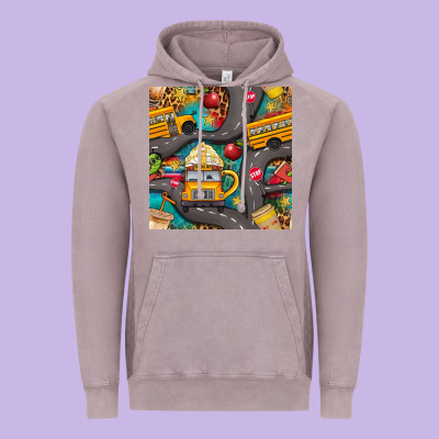 School Bus Coffee And Star With Leopard Seamless Pattern Bbs Vintage Hoodie Designed By Bundleandbundleshop