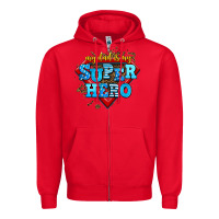 Red my dad is my super hero Zipper Hoodie - AdoDesignShop