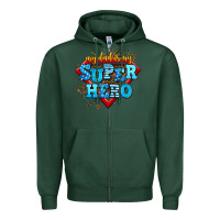 Sports Green my dad is my super hero Zipper Hoodie - AdoDesignShop