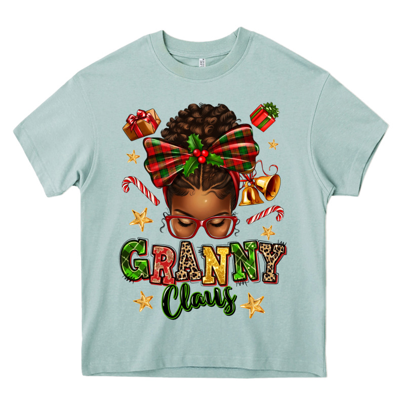 Granny Claus Afro Messy Bun Heavy Core Tee by texasbilliewilder | Teevron