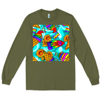 Army Green Pride lgbtq ice cream and sunflowers seamless Long Sleeve Tee - BundleAndBundleShop