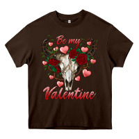 Chocolate Brown be my valentine bull skull Heavy Core Tee - RanaPortraitStore