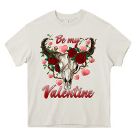 Cream be my valentine bull skull Heavy Core Tee - RanaPortraitStore
