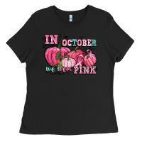 Black in october we wear pink Ladies Tee - CowGirlArtShop