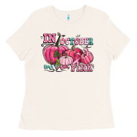 Bone in october we wear pink Ladies Tee - CowGirlArtShop