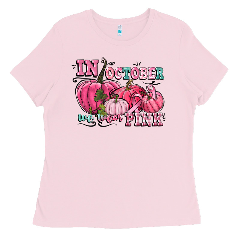 In October We Wear Pink Ladies Tee by CowGirlArtShop | Teevron