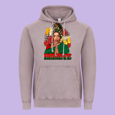 Believe Black Woman Vintage Hoodie Designed By Fadigitalartstudio