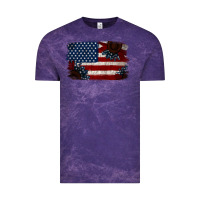 Cloud Purple Distressed Sunflower American Flag Vintage Tee - Jasminsmagicworld