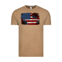 Vintage Coffee Distressed Sunflower American Flag Vintage Tee - Jasminsmagicworld