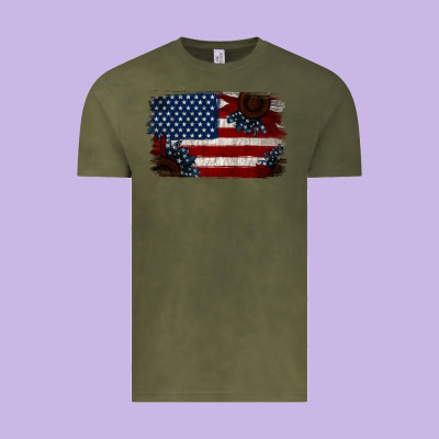 Distressed Sunflower American Flag Vintage Tee Designed By Jasminsmagicworld