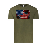 Vintage Olive Distressed Sunflower American Flag Vintage Tee - Jasminsmagicworld