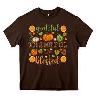 Chocolate Brown Grateful thankful blessed Heavy Core Tee - NancyCooperArtShop