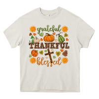 Cream Grateful thankful blessed Heavy Core Tee - NancyCooperArtShop