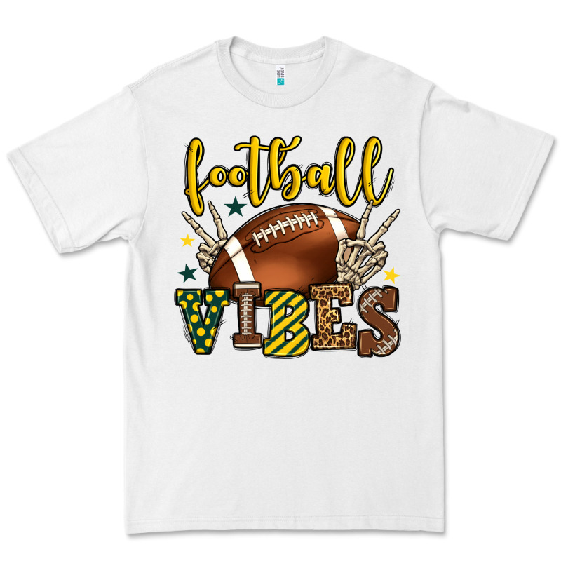 Football Vibes Yellow And Green Team Color Premium Tee by HowdyJamesFarm | Teevron