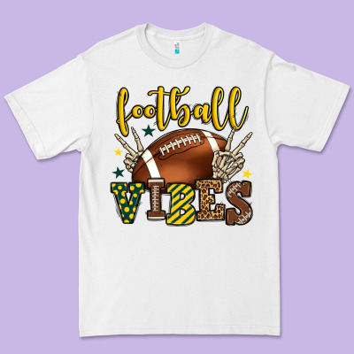Football Vibes Yellow And Green Team Color Premium Tee Designed By Howdyjamesfarm
